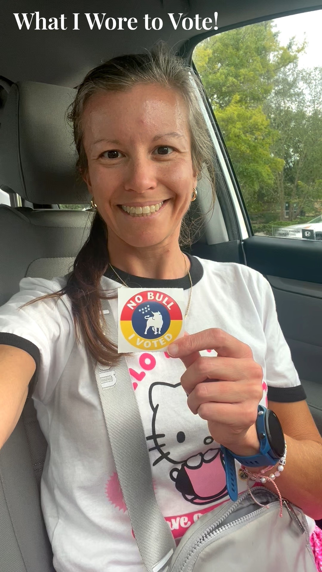 This past week I voted in the Durham Municipal Primary Election! It was a warm fall day and I wore my casual work from home outfit of Lilly Pulitzer athletic skort (similar linked), Hello Kitty graphic tee, Kendra Scott Collette huggie earrings (linked), Anthropologie initial necklace (similar linked), Garmin Forerunner watch (linked), Pura Vida Breast Cancer Awareness bracelet (linked), Little Words Project Piglet bracelet (similar linked), Stoney Clover Lane Classic nylon scrunchie (linked), and Lululemon belt bag (linked)



#LTKStyleTip
