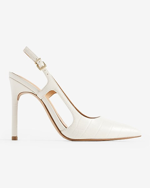 Croc-Embossed Cutout Slingback Pumps | Express