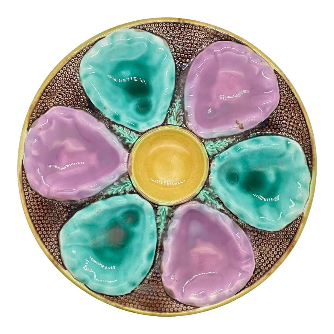 Antique Majolica Oyster Plate | Chairish