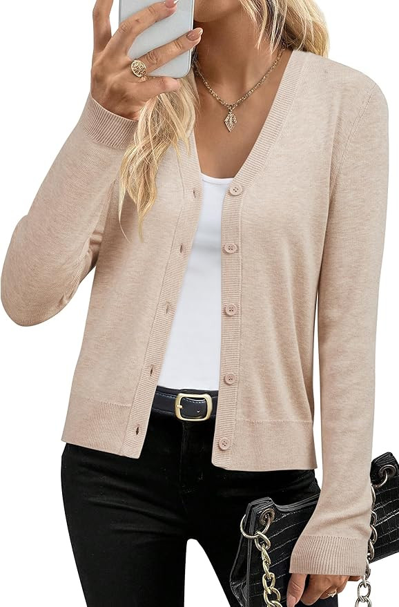 Arach&Cloz Women's Wool Blend Business Casual Cardigan Sweaters Tops | Amazon (US)