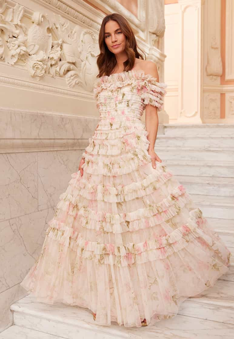 Rose Lisette Off-Shoulder Gown | Needle & Thread