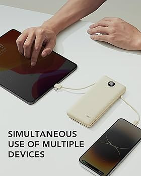 Portable Charger Built-in Cables and AC Wall Plug, USB C Power Bank 10000mAh, Travel Battery Port... | Amazon (US)