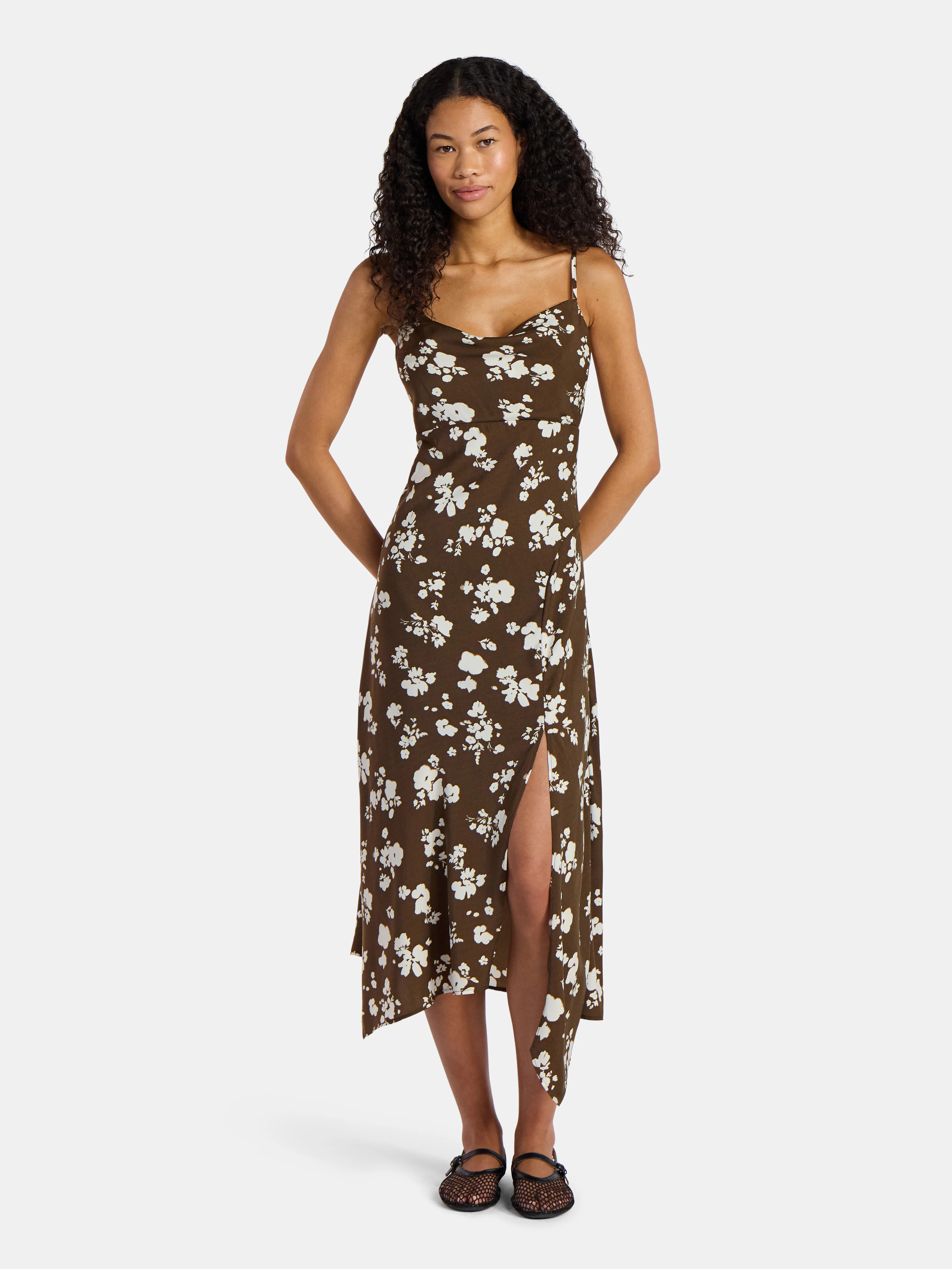No Boundaries Cami Maxi Dress with Cowl Neck, Women's | Walmart (US)