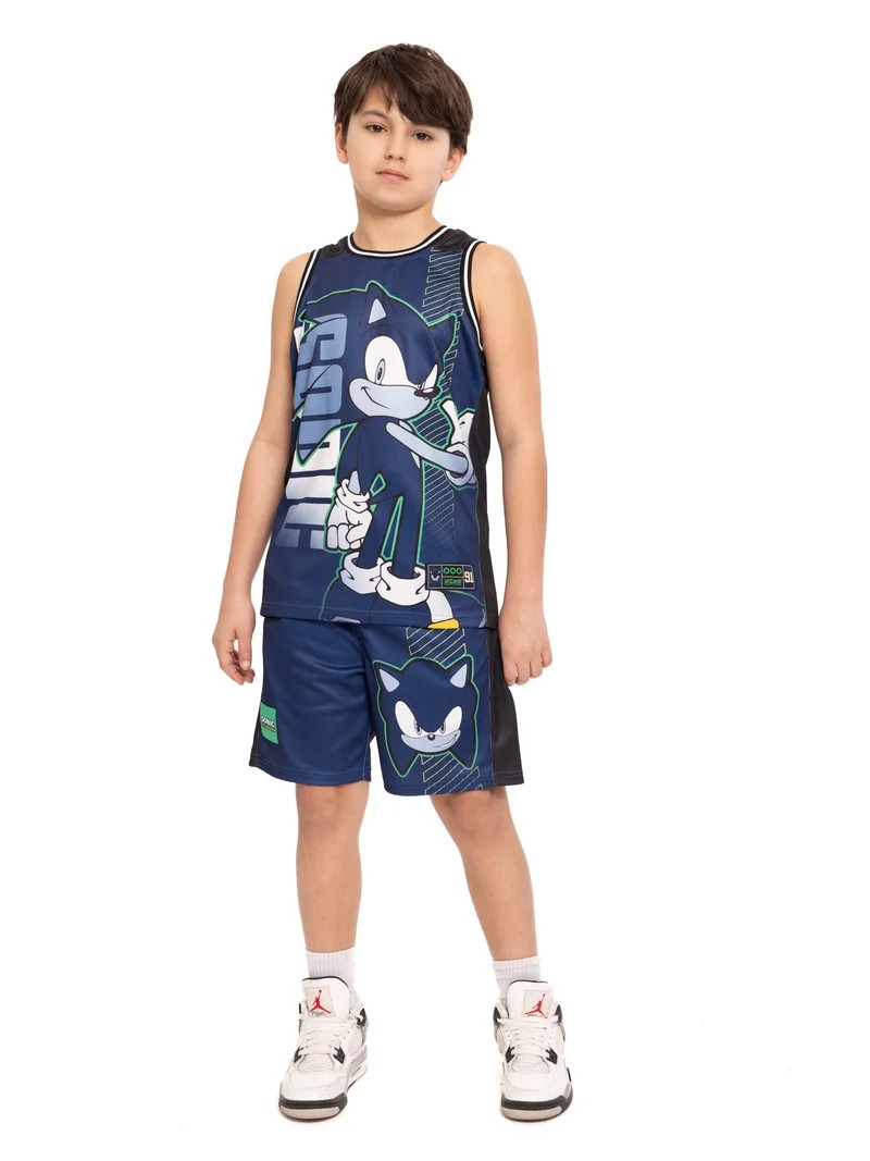 Sonic the Hedgehog Boys Basketball Jersey and Shorts Set, 2-Piece, Sizes 4-12 | Walmart (US)