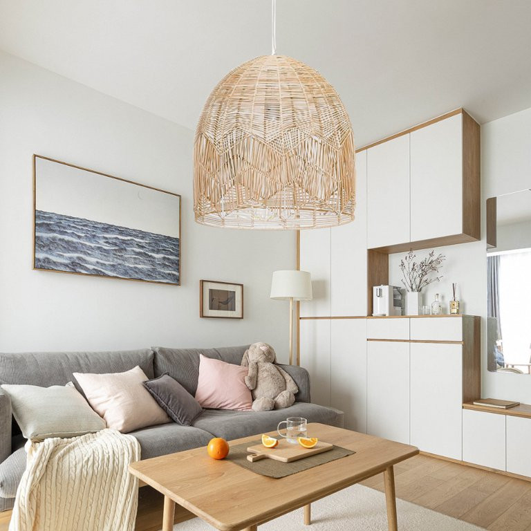 FAFIAR 1-Light Bamboo Rattan Pendant Light Ceiling Fixtures Vintage Beige - Walmart.com | Walmart (US)