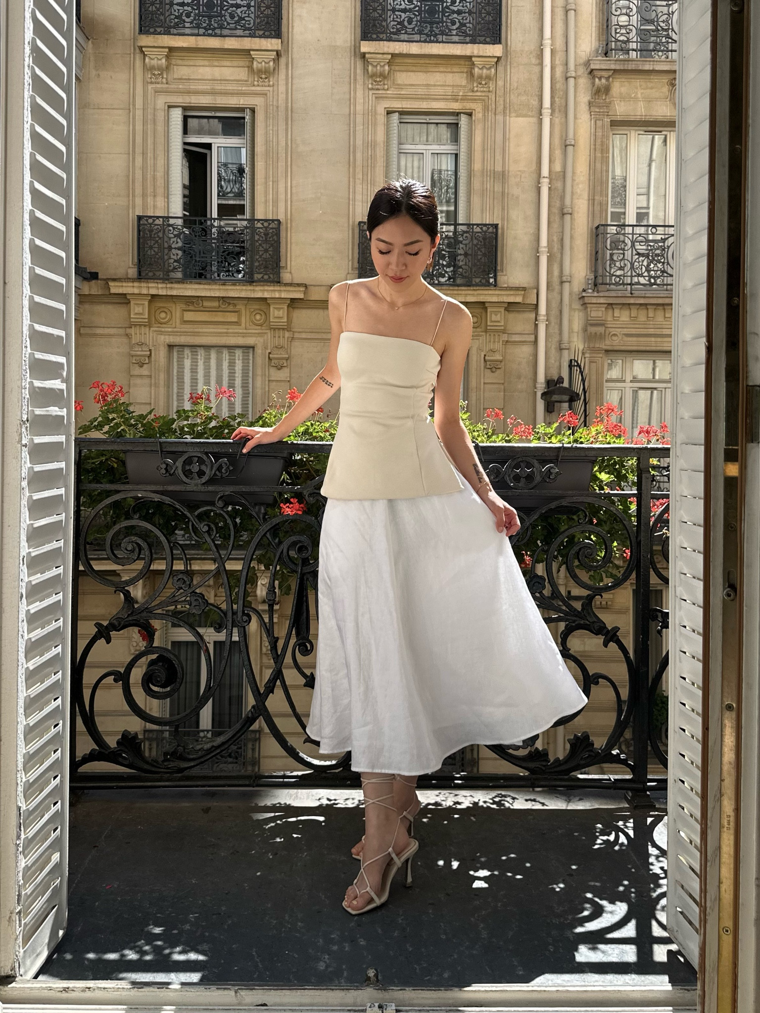 Paris look - white top: love bonito, white linen skirt: reformation, strappy heels: Kenneth Cole 

#LTKTravel #LTKStyleTip