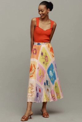 The Isobel Silky Pleated Skirt by Maeve | Anthropologie (US)