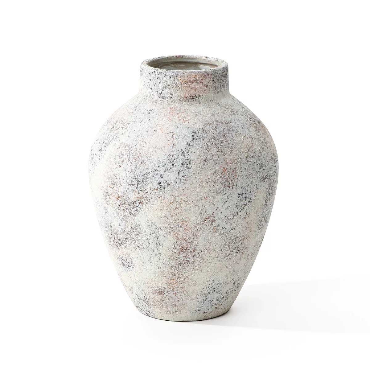 LuxenHome Ceramic Vase, 12 Inch Tall Stoneware Table Vases, Marble Textured White Modern Flower V... | Target