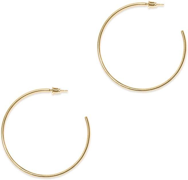 Gold Hoop Earrings for Women - Plated Gold 20mm/30mm/40mm/60mm Lightweight Thin Hoop Earrings | Amazon (US)