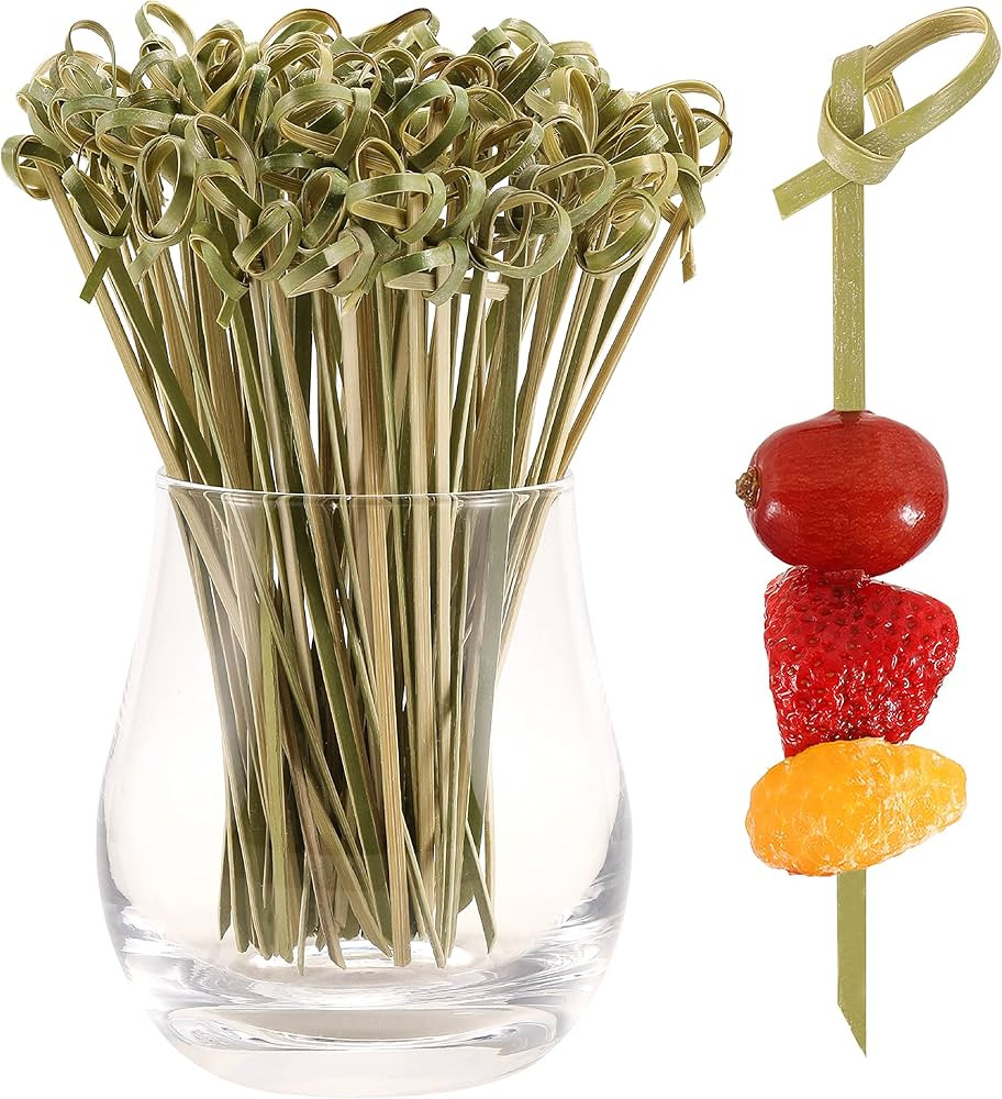 200 PCS Cocktail Picks, 4.7 Inch Toothpicks for Appetizers, Natural Bamboo Knot Skewers, Mini Foo... | Amazon (US)