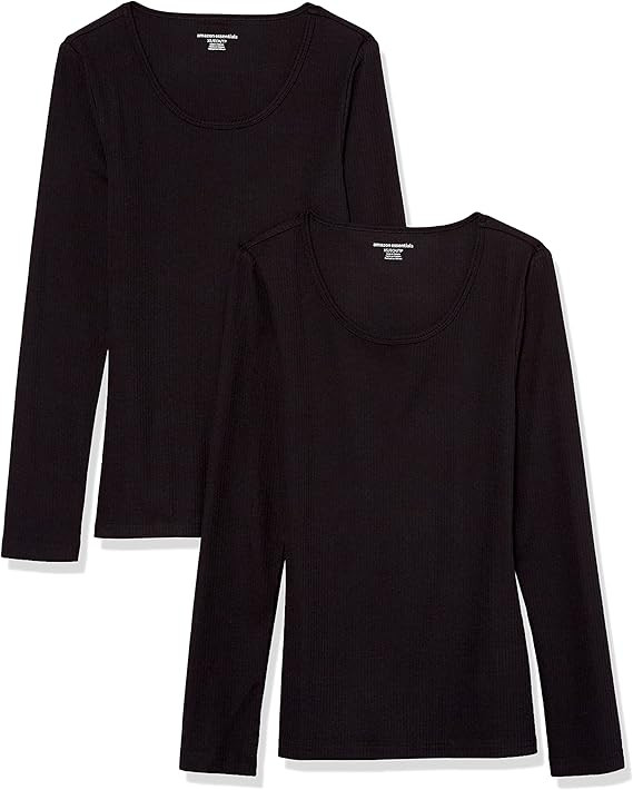 Amazon Essentials Women's Slim-Fit Scoop Neck Rib Sweater (Available in Plus Size), Pack of 2 | Amazon (US)