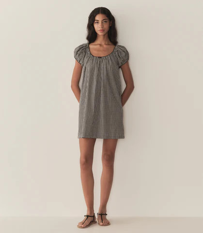 D�?EN Julia Dress -- Noir La Maddalena Gingham - Size - Xs Prairie Vintage-inspired Effortless | DOEN