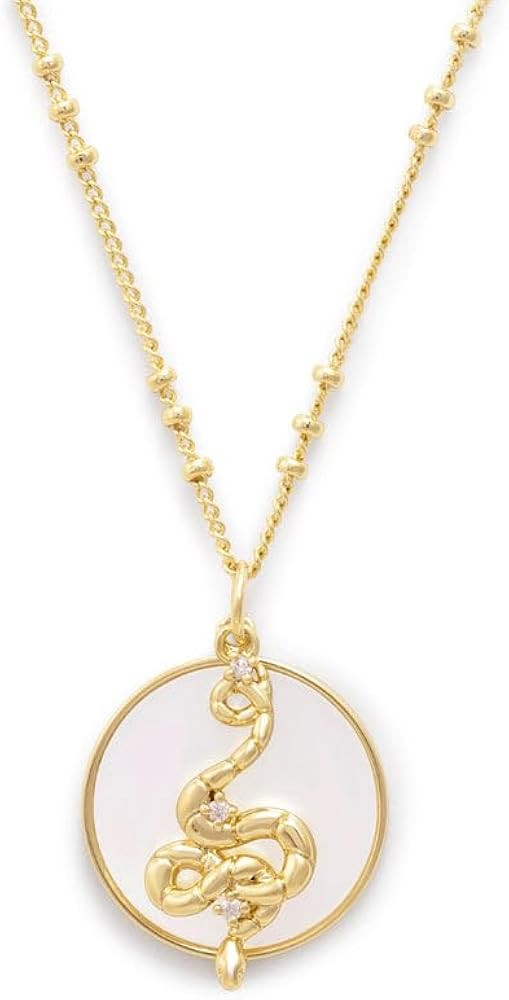 Wanderlust + Co Charmed Snake Gold Necklace 14K Gold Plated Jewelry Hypoallergenic Shower-safe | Amazon (US)