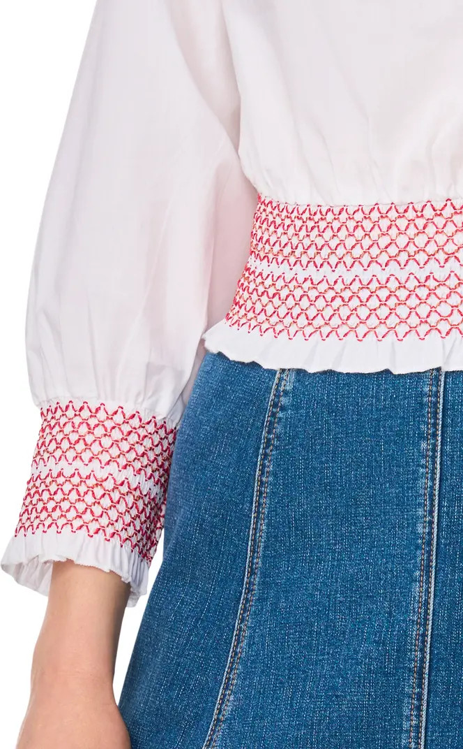 1.STATE Boat Neck Long Sleeve Smocked Top | Nordstromrack | Nordstrom Rack