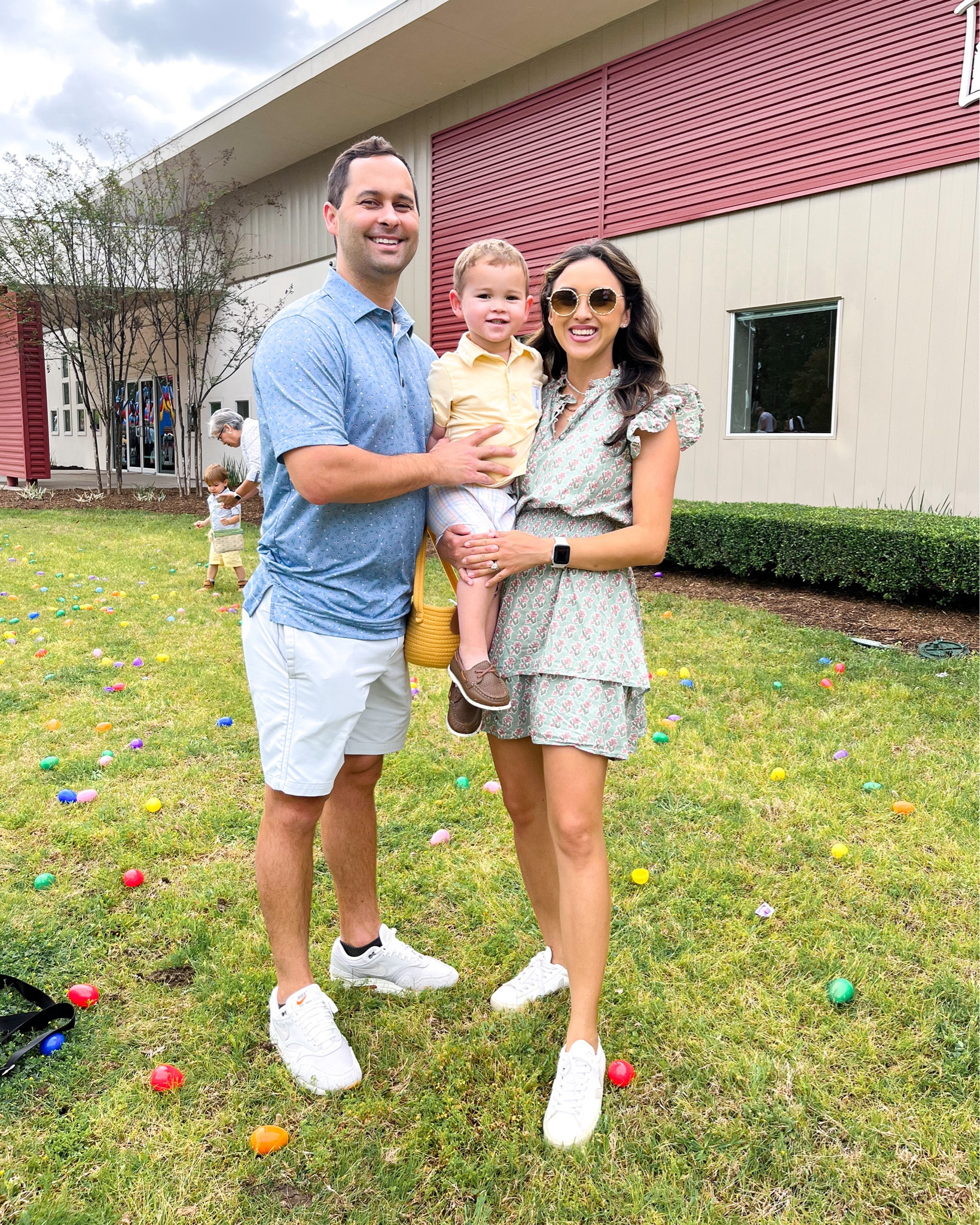 Love this block print dress! It can be dressed up or down with sneakers or sandals. I love the forgiving waistline that gives me some shape! #springdress #casualdress #churchdress