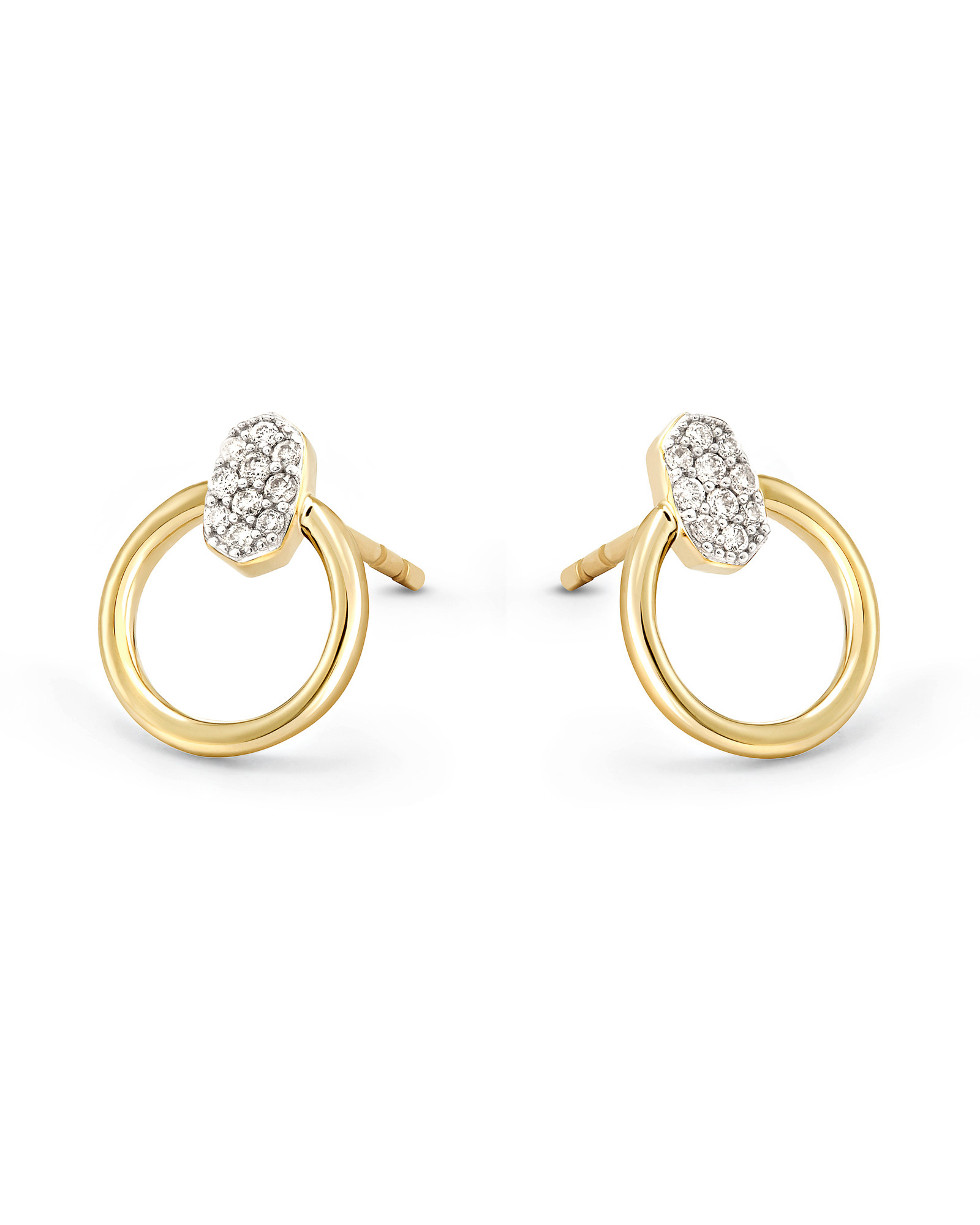 Tegan 14k Yellow Gold Stud Earrings in White Diamond | Kendra Scott | Kendra Scott