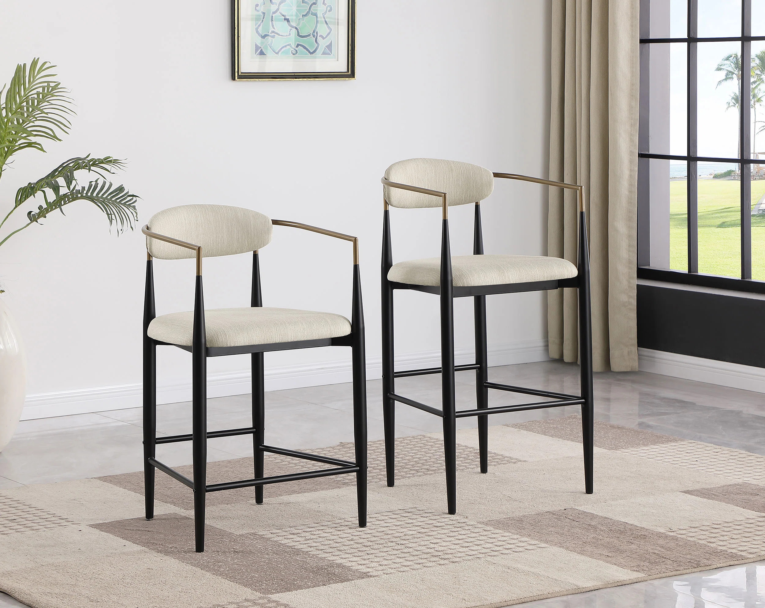 Maconay Upholstered Counter Stool with Metal Frame (Set of 2) | Wayfair North America