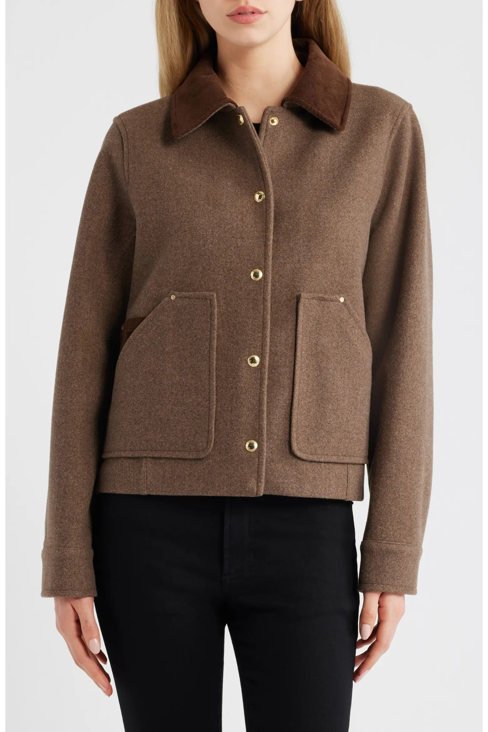 Corduroy Trim Jacket (Women) | Nordstrom | Nordstrom