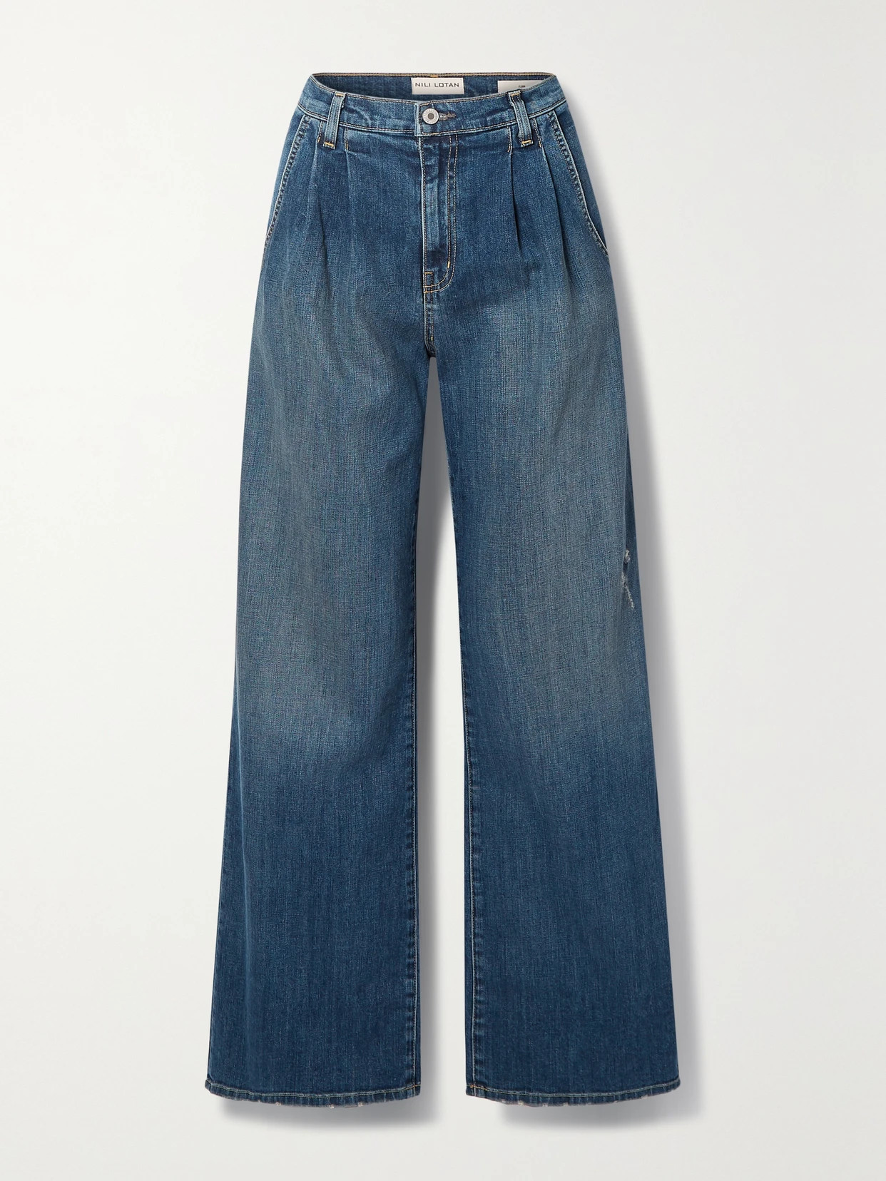 Nili Lotan - Flora Pleated High-rise Wide-leg Jeans - Blue | NET-A-PORTER (US)