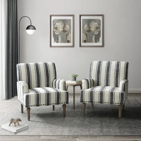 Arching Armchair With Solid Wood Turned Legs and Nailhead Trim | Wayfair North America