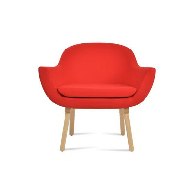 Madison Wood Lounge Chair in Apple Red Wool | Wayfair North America