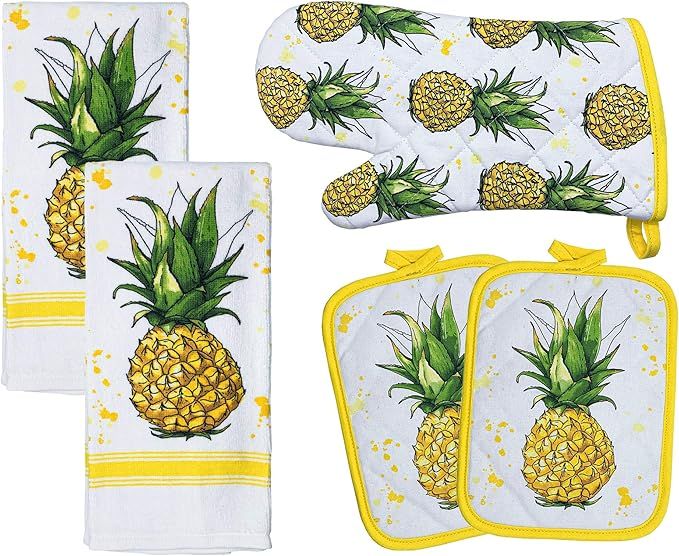Franco Kitchen Designers Soft and Absorbent Cotton Towels with Pot Holders and Oven Mitt Linen Se... | Amazon (US)