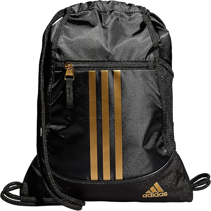 adidas Alliance Sackpack – Drawstring Backpack Small Bag for Men and Women, Black/Gold Metallic... | Amazon (US)
