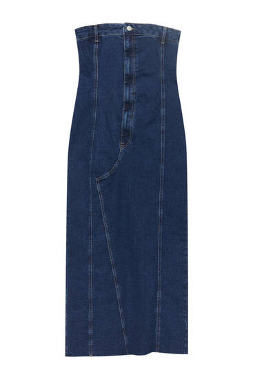 DENIM MIDI DRESS | PULL and BEAR UK