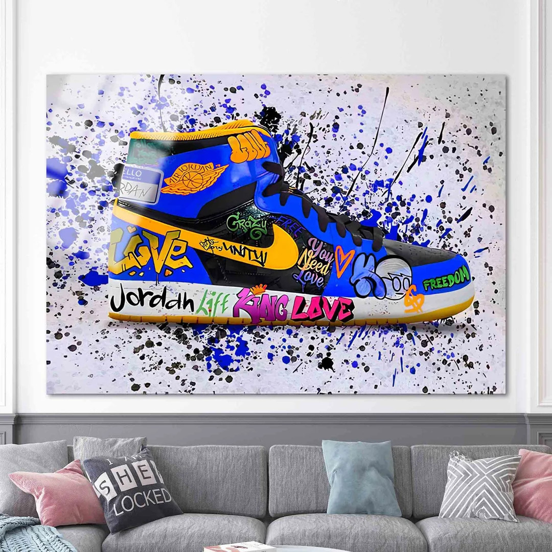 Banksy Wall Art, Graffiti Shoes, Graffiti Street Art Canvas, Pop Culture Wall Art, Extra Large Wa... | Etsy (US)