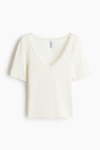 H & M - Rib-Knit Top - White | H&M (US + CA)