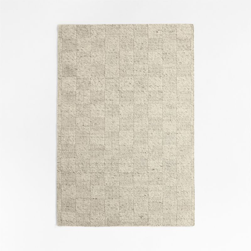 Chunky Squares Wool and Polyester Grey Kids Performance Area Rug 5'x8' | Crate & Kids | Crate & Barrel