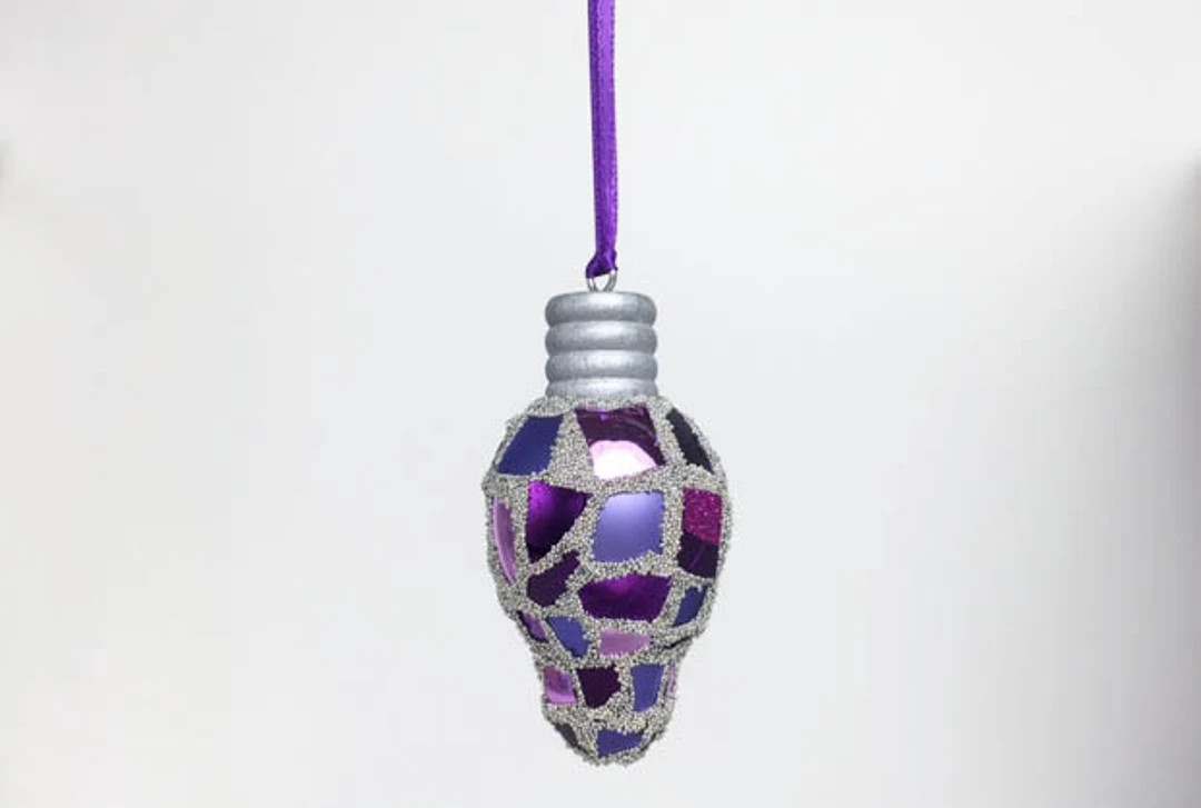 Purple Mosaic Christmas Lightbulb Ornament Glass Ornament - Etsy | Etsy (US)