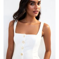 Women's White Square Neck Metallic Button Top New Look | New Look (UK)