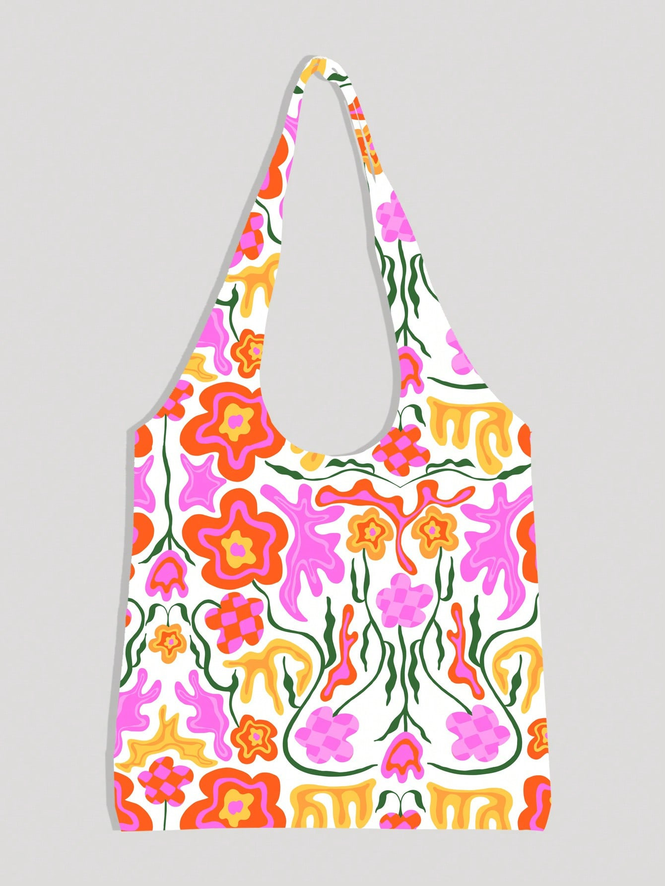 Urban Drama Large Shopper Bag Boho Floral Graphic | SHEIN
