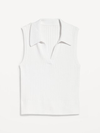 Sleeveless Rib-Knit Cropped Polo for Women | Old Navy (US)