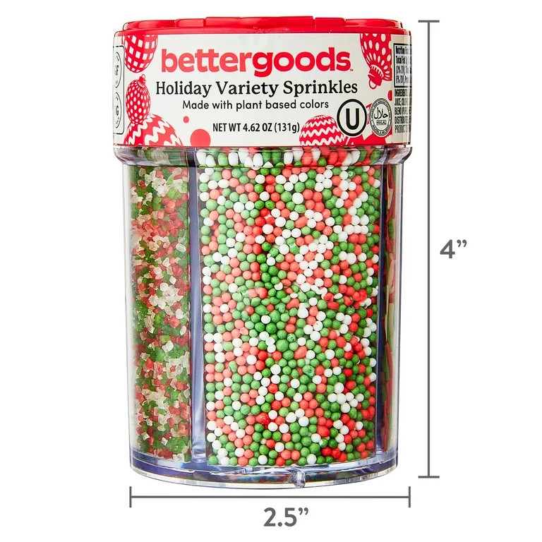 bettergoods Multicolor Holiday Variety Sprinkles, 4.62 oz | Walmart (US)