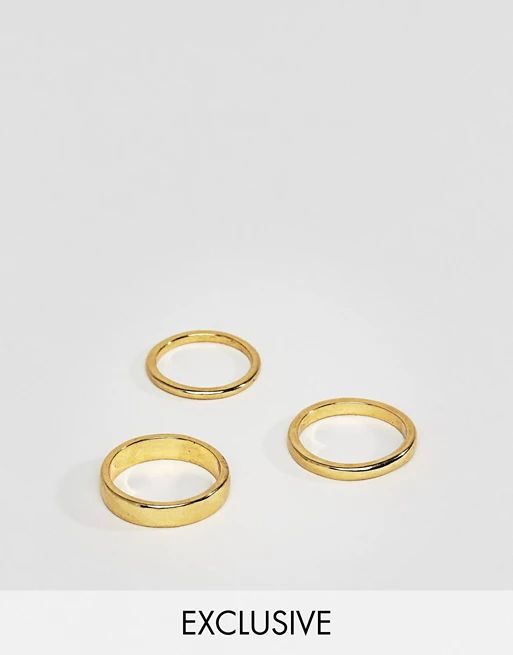 DesignB Brushed Gold Band Rings In 3 Pack Exclusive To ASOS | ASOS US
