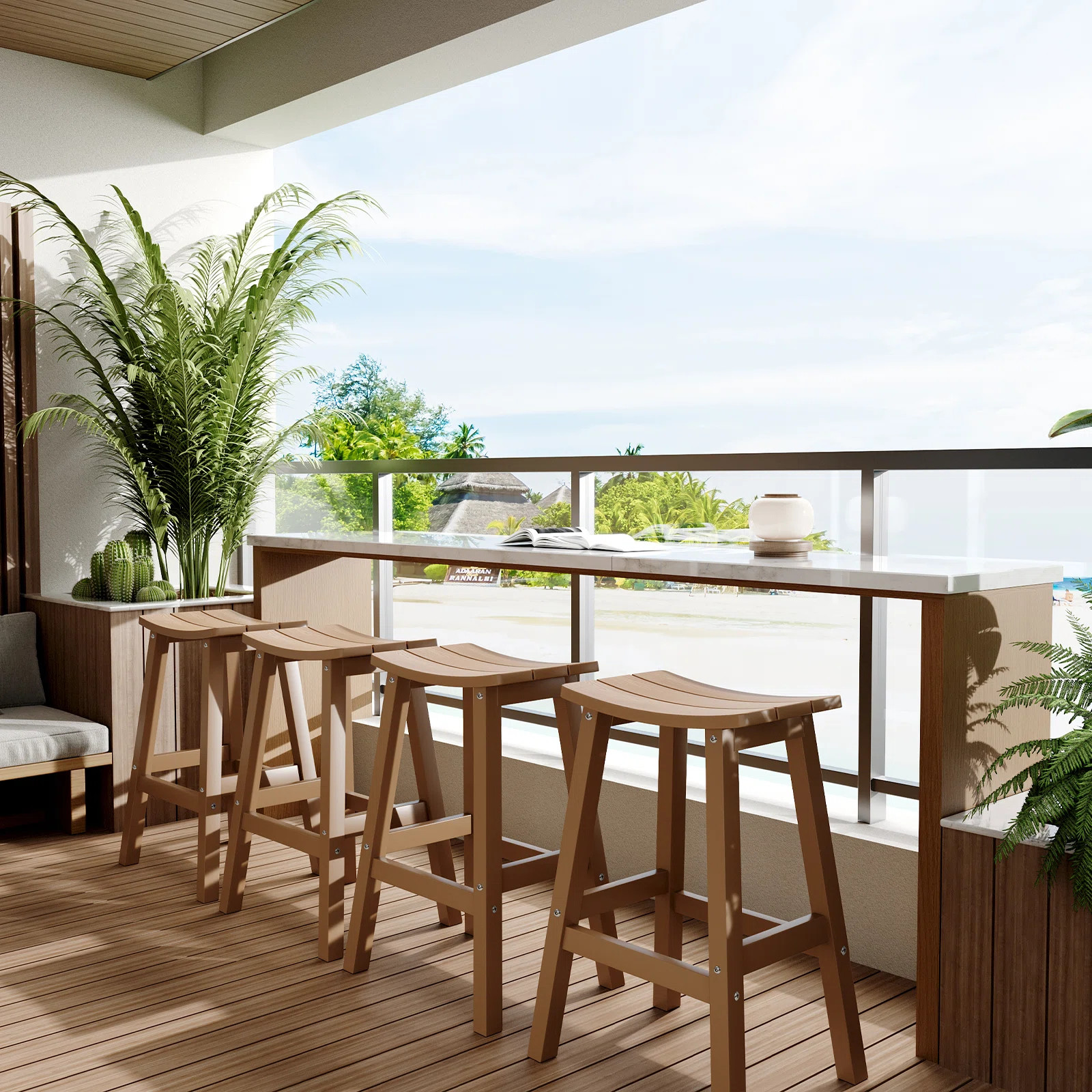 Bar Stools Set Of 2, All-weather Outdoor Counter Stool, 400 Lbs Weight Support, Easy To Clean And... | Wayfair North America