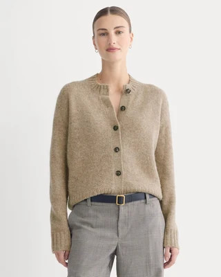 Women's Crew Cardigan in Alpaca by Everlane in Dark Heathered Camel, Size XL | Everlane