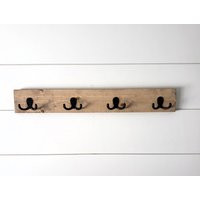 Rustic Hook Rack, Wooden Coat Wood Wall Mount Black Wire Hooks, Hanger, Entryway Organizer | Etsy (US)