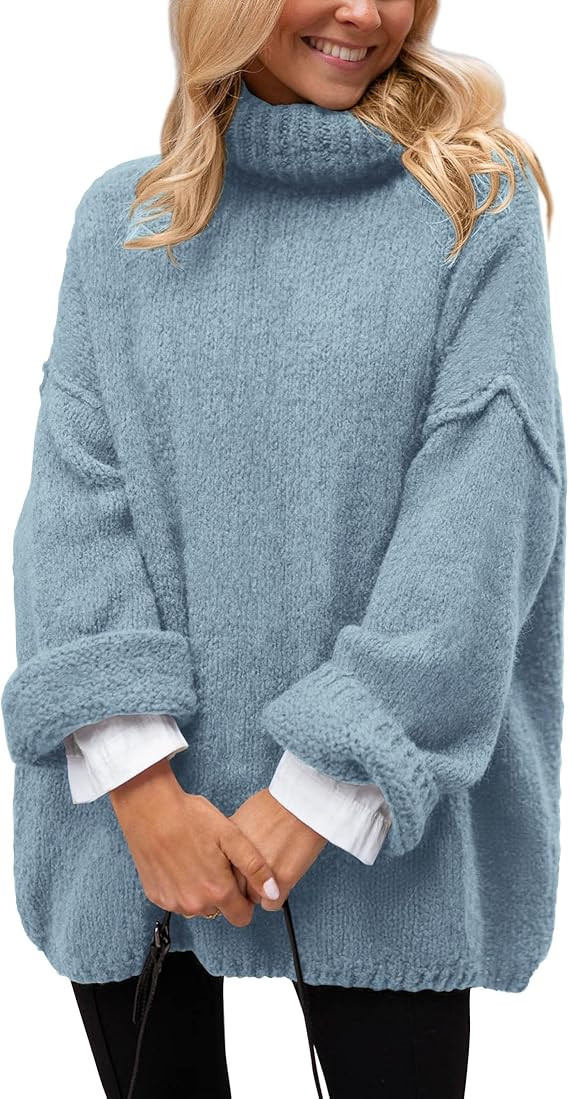 PRETTYGARDEN Women's Knit Oversized Sweater Fall Fashion 2024 Casual Long Sleeve Turtleneck Loose... | Amazon (US)