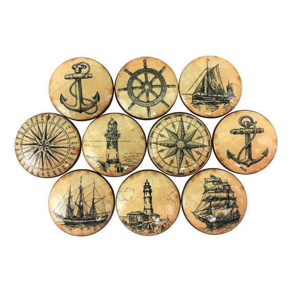 Set of 10 Vintage Nautical Cabinet Knobs | Etsy (US)