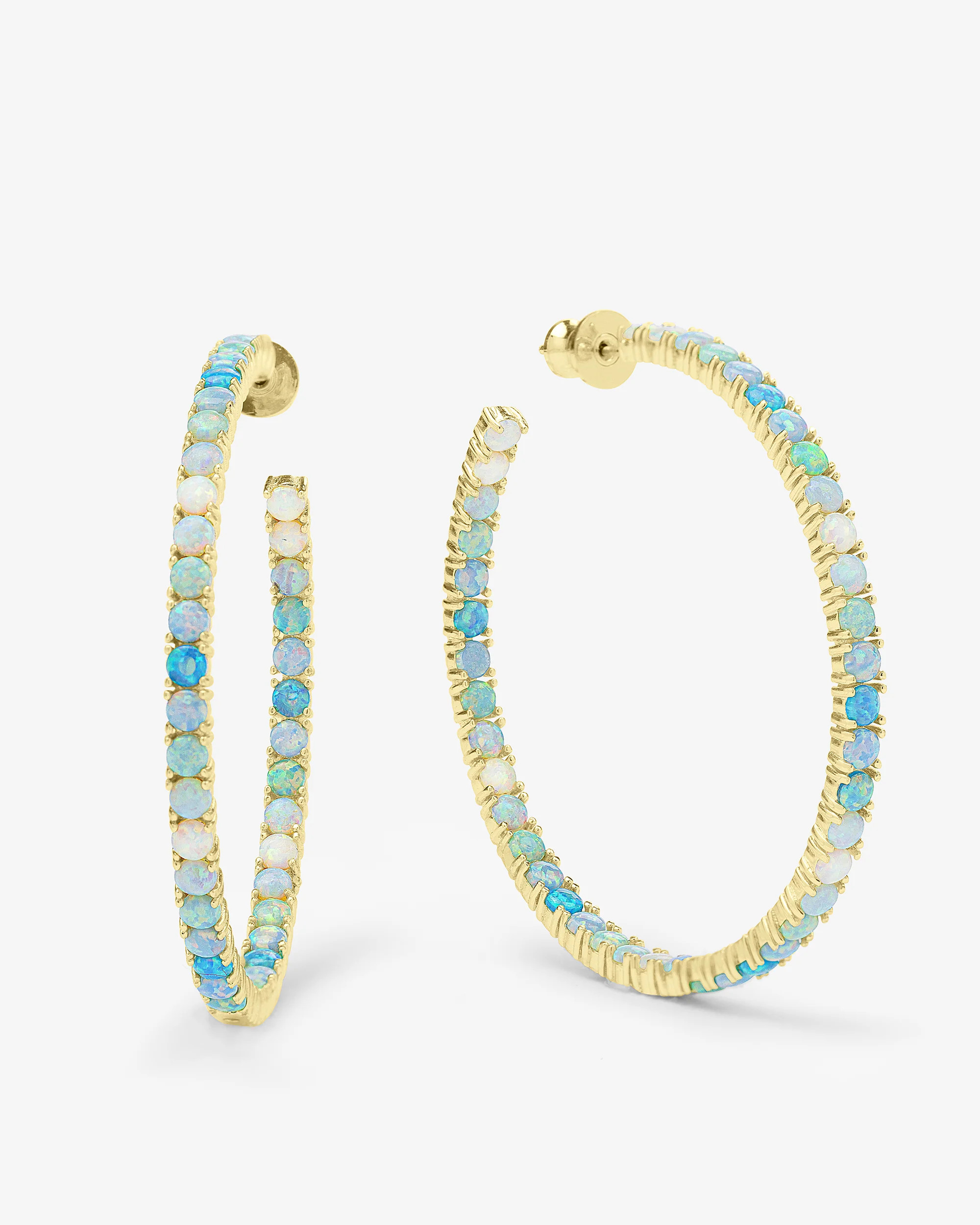 Heiress Ombré Hoops 2" - Gold|Blue Opal Ombré | Melinda Maria Jewelry
