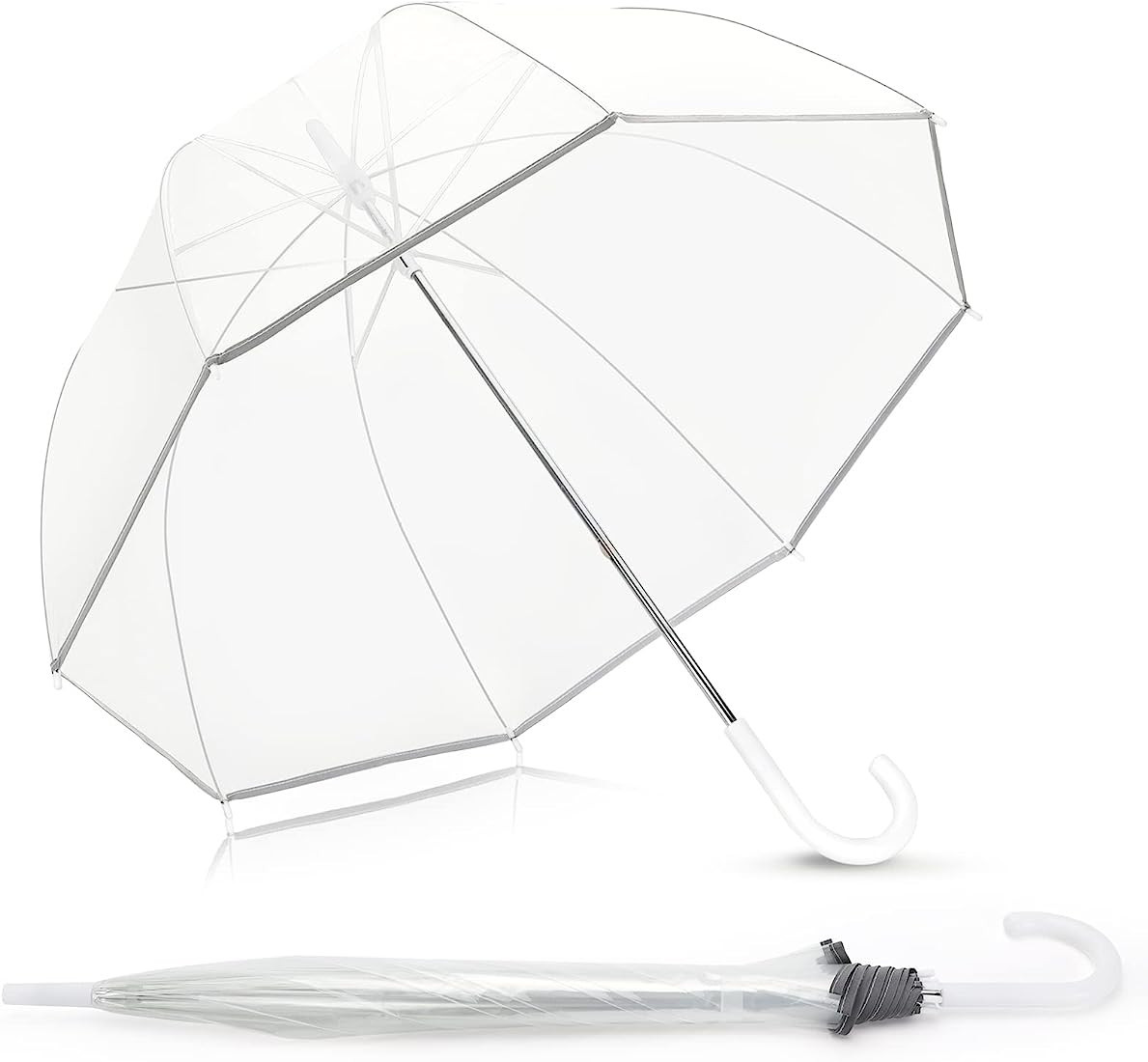 Trenovo 52 inch Clear Bubble Umbrella, Large Canopy Transparent Dome Coverage Stick Umbrella with... | Amazon (US)
