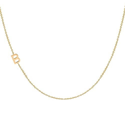 Dainty Initial Letter 14k Solid Gold or Silver Necklace, Minimal Letter Necklace, Gold Multiple 1... | Amazon (US)