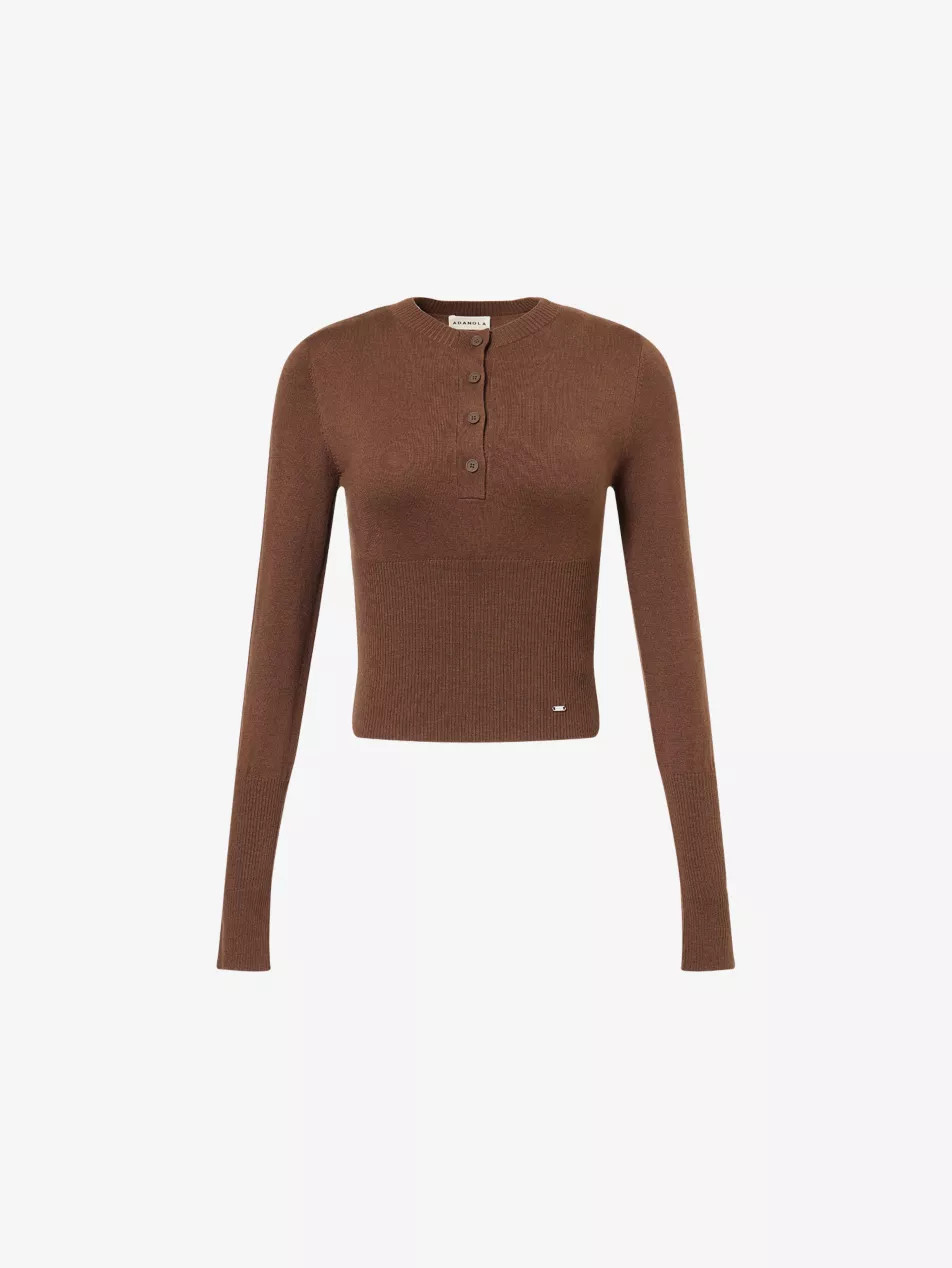 Logo-Plaque Button-Up Knitted Top | Selfridges