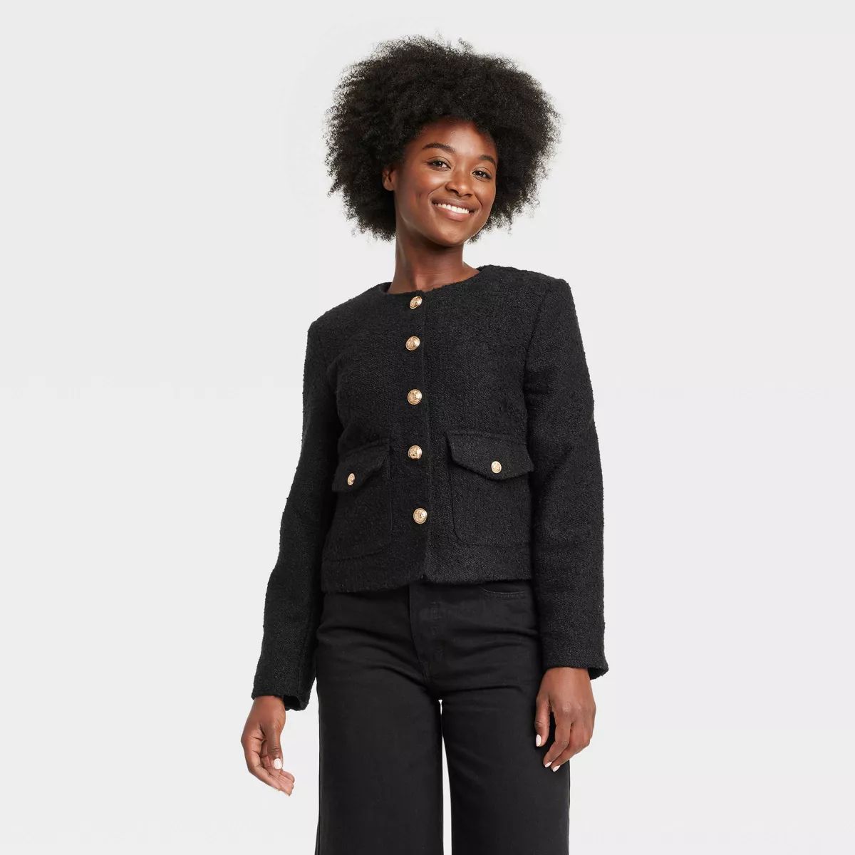 Women's Button-Front Jacket - Universal Thread™ Black | Target