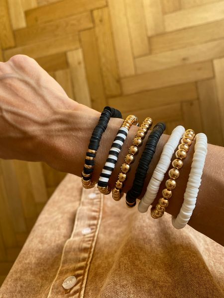 I love these black, white and gold clay bead bracelets from Amazon! 