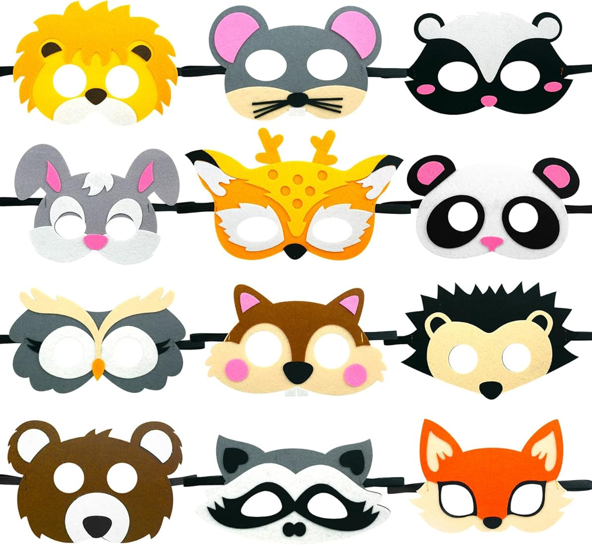 Forest Animals Felt Masks, Jungle Woodland Creatures Animal Cartoon Mask, Kids Birthday Cosplay Z... | Amazon (US)
