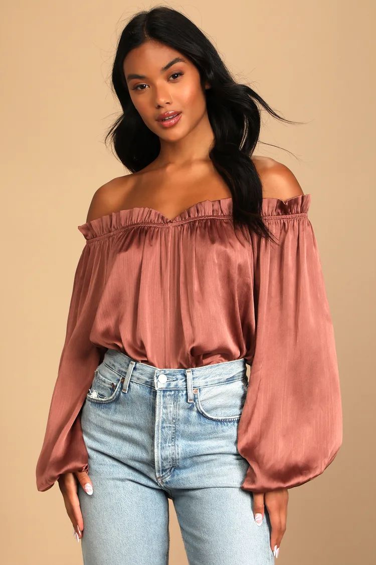 Making Moments Taupe Long Sleeve Off-the-Shoulder Bodysuit | Lulus (US)